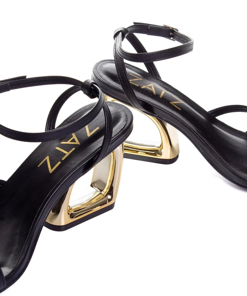 Sandália Zatz Salto Geométrico Médio Preto