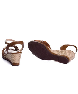 Sandália Anabela Piccadilly Salto Médio Marrom