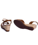 Sandália Anabela Piccadilly Salto Médio Marrom