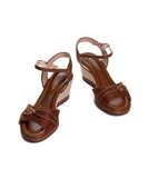 Sandália Anabela Piccadilly Salto Médio Marrom