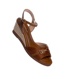 Sandália Anabela Piccadilly Salto Médio Marrom