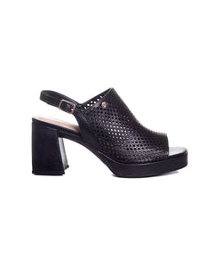 Sandália Bottero Salto Médio Couro Preto