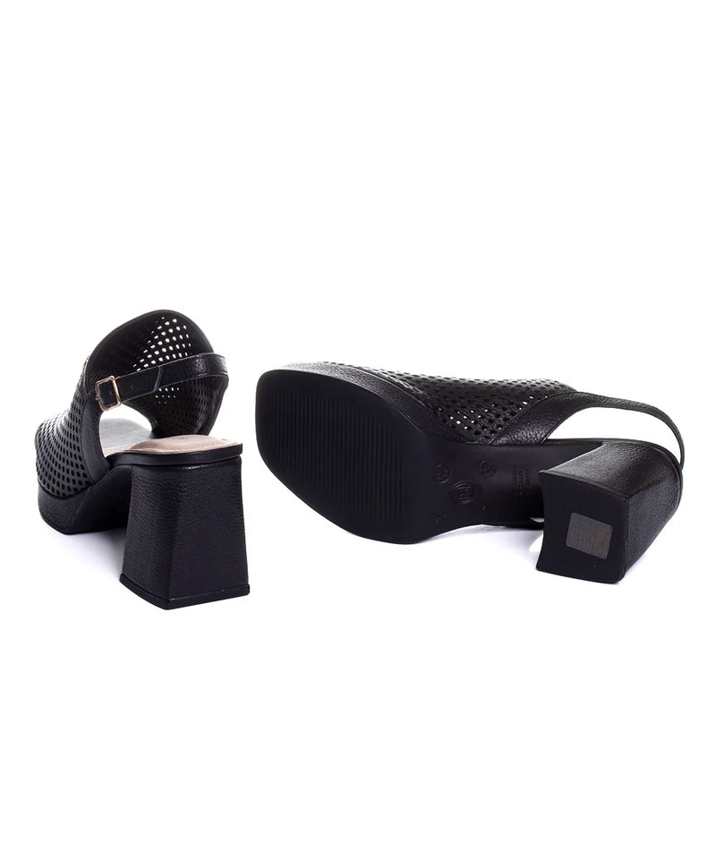 Sandália Bottero Salto Médio Couro Preto