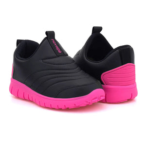 Tênis Infantil Novopé Super Flex Resistente a água Preto Pink Fluor